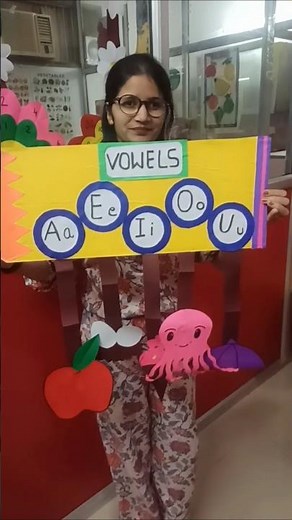 Vowels chart idea for Pre School #shorts #diy #craft #chart #preschool #classroom ‪@Manil87‬