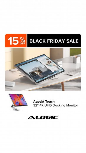 🖤 Black Friday Sale Alert — 15% OFF! Take control of your workspace with the Aspekt Touch 32″ 4K Docking Monitor 🚀✨ ✅ Brilliant 4K UHD Resolution — crystal-clear visuals ✅ Touchscreen Functionality — tap, swipe & design effortlessly ✅ 145W USB-C Docking Power — one cable for display, data & charging ✅ Premium Aluminum Finish — built for creators & professionals 💰 Big Savings Unleashed! 💰 15% OFF — Limited Black Friday Offer! 🎉 | ALOGIC