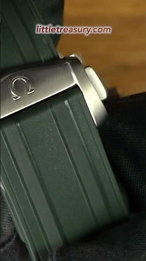 The Rubber strap with Titanium Deployant Clasp on the Titanium and Bronze Gold Omega Seamaster