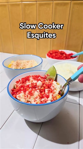 🌽Elevate your gathering with this mouthwatering slow cooker Esquite Corn recipe! Just toss,set, add your toppings, and enjoy! #esquites #staterbroscreations #fyp #easyrecipes #esquite #slowcookerrecipe