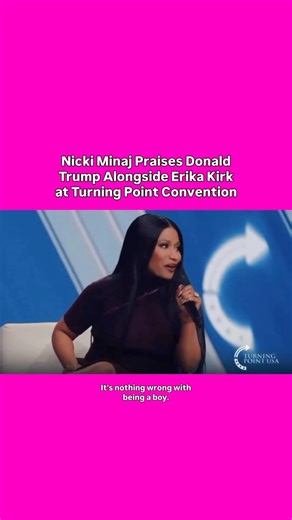 Kaleidoscope News on Instagram: "This week Nicki Minaj praised Donald Trump at the Turning Point USA AmericaFest convention, calling him an “amazing role model.” She told Turning Point CEO, Erika Kirk, the Trump administration was “full of people with heart and soul.” Despite having a predominantly queer fanbase, over the past few months Minaj has gone full MAGA. In November she spoke at the United Nations on behalf of the Trump administration and has continued to praise the Trump administration