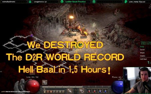 世界纪录打破！一个半小时全难度速通！We DESTROYED D2R WORLD RECORD - Hell Baal in 1.5 Hours! 暗黑2重置