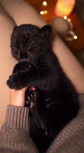 Purring black panther cub #blackpanther #pantera #animals #catlife #sleepingkitty #cutecat #cat