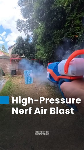 This nerf blaster was modified to blast compressed carbon dioxide, turning a nerf cannon into an air cannon! 🎥 ididathing_official / IG | Interesting Engineering
