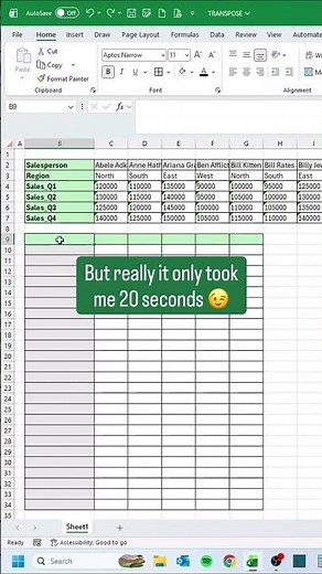 How to use TRANSPOSE in Excel‼️ #excel