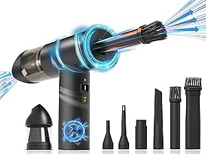 Compressed Air Duster, Electric Air Duster and Vacuum 2 in 1, 3-Gear to 120000RPM/12000PA, for Cleaning Dust, Hairs, Crumbs for Computer, Keyboard, Car, Replaces Compressed Air Cans