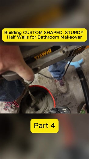 Building CUSTOM SHAPED, STURDY Half Walls for Bathroom Makeover #usa #fyp