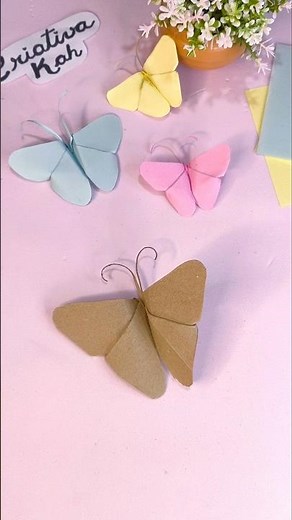 Como fazer borboleta com dobradura de papel #manualidades #papercraft #origami
