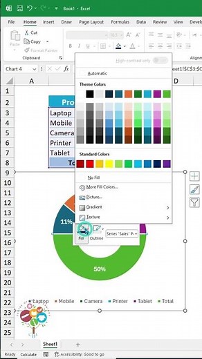 Create half circle chart to visualize progress #excel #exceltips #exceltutorial #shorts