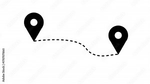 GPS location pointer animation. GPS location signal point and location tracking mark icon animated video on black background.