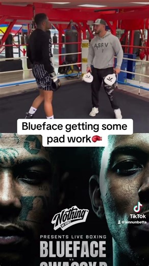 Blueface getting pad work 🥊 #boxing #blueface #training #nickyoung #clips￼