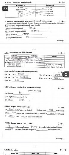 class 2 english 3rd unit test question paper 2025 // class 2 english final exam question paper 2025