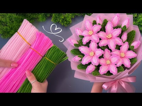 🌸 WOW! Easy Pipe Cleaner Flowers DIY | Beautiful Chenille Flower Tutorial