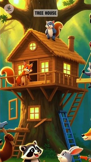 Cartoon Tree House 🌳✨ | Cute Tree House Animation #shorts #cartoon