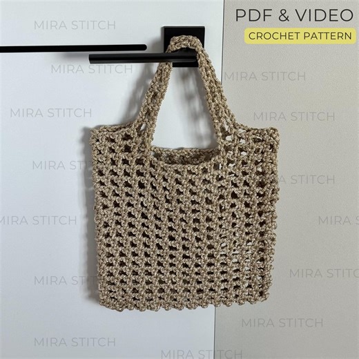 Crochet Mesh Bag Pattern Video & PDF | Step-by-step Guide for Beginners | Durable DIY Market Bag From Polypropylene Cord | Summer Beach Tote - Etsy