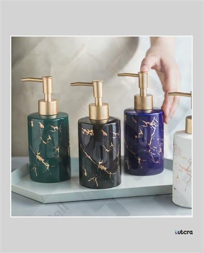 Marbled Ceramic Hand Sanitizer Bottle - Stylish Lotion Dispenser