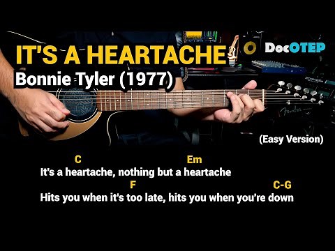 It's A Heartache - Bonnie Tyler (1977) - Easy Guitar Chords Tutorial with Lyrics
