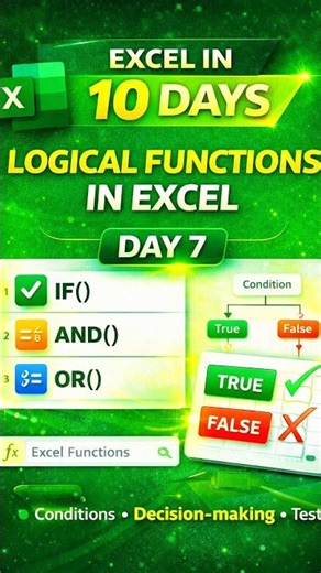 📊 Day 7 – Logical Functions in Excel