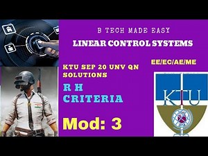 RH criteria (sure topic) KTU PYQ solutions Linear Control Systems : Module 3: