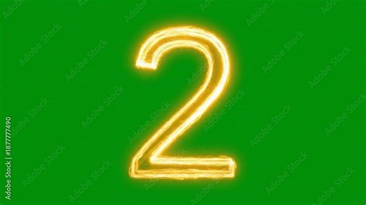 Number Two Animation on Green Screen Background for Educational Videos.