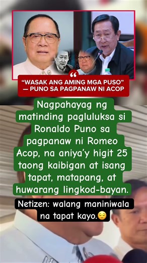 “WASAK ANG AMING MGA PUSO” — PUNO SA PAGPANAW NI ACOP🫣
