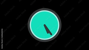4k Time lapse modern clock icon animated with drop shadow. first spinning clocks hand.