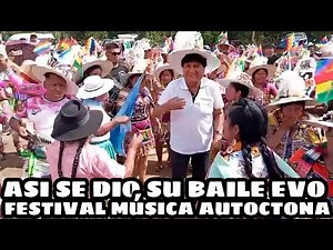 EVO MORALES DANCING ON HIS ARRIVAL TO CHIMORE ON THE SECOND DAY OF THE NATIVE MUSIC FESTIVAL.