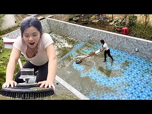 Repair Girl Builds Electric Broom to Clean an Extremely Dirty Pool