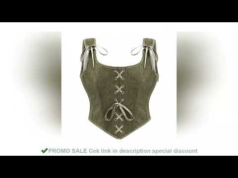 Army Green Victorian Vintage Vest Female Side Zipper& Front Lace Up Tank Top Corset Punk Goth Clothi