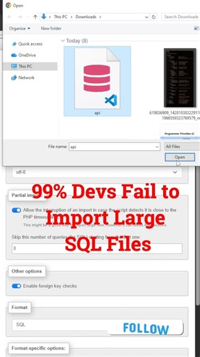 How to Import Large SQL Database Without Error 😱🔥 #shortfeed #shorts #sqldb