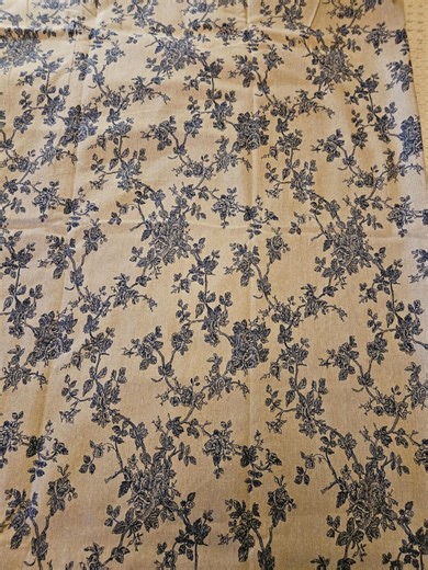 Linen Finish Taupe With Blue Floral Toile Tablecloth - Etsy
