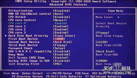 Award类主板 BIOS设置启动顺序的方法