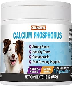 Calcium for Dogs Calcium Phosphorus Powder(16 Oz), Provides Essential Dog Multivitamin, Great for Osteoporosis, Maintains Strong Bones and Healthy Teeth, and Promotes Rapid Puppy Growth