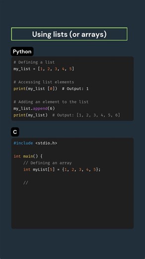56K views · 858 reactions | Using list (for arrays) ⚡ #Python #Coding #Programming #NumberPatterns #LearnToCode #PythonProgramming #CodeNewbie #Developer #Tech #CodingLife #DarkCode #CodeDaily #PythonTips #softwaredevelopmentjobs | Dark Code | Facebook