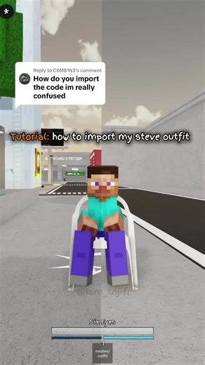 Replying to @C0MB1N3 How to import my code for my steve outfit/ hopefully this helps/ #jujutsushenanigans #roblox #jjk #minecraft #steve