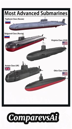 World’s Most Advanced Submarines Russia 🇷🇺 USA 🇺🇸 UK 🇬🇧 Typhoon vs Belgorod vs Virginia vs Ohi