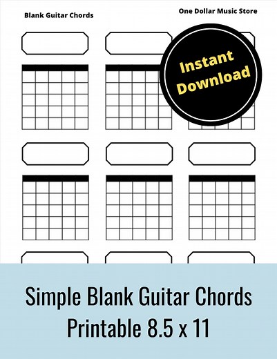 Printable Blank Guitar Chord Chart (instant Download)new Years Resolution - Etsy