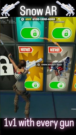 1v1 with every gun Snow Assault Rifle showcase #fortnite #1v1 #secret