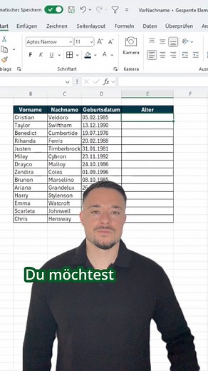 275K views · 832 reactions | Berechne das Alter in wenigen Sekunden! #excel #exceltricks #tipps #tricks | Excelcheat | Facebook