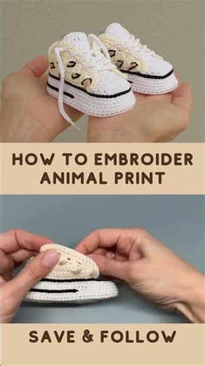how to make Leopard print on crochet baby sneakers
