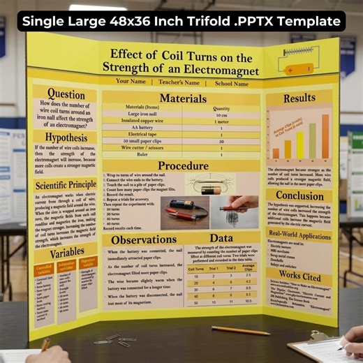 Editable Science Fair Poster Template | Trifold Display Board 48x36 | Editable Powerpoint STEM Project | Ready to Print Science Fair Project - Etsy
