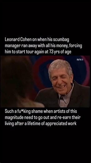 Leonard Cohen on then he got ripped off by his manager who emptied his assets to the level where he barley couldn’t take out anything from an ATM machine. Leonard Cohen & Anjani Thomas at Først & sist, NRK, 2007, part 2 of 2 #leonardcohen #musicinterview #musichistory #poet #musiclegend #folkartist #musician | Old Man's Rock