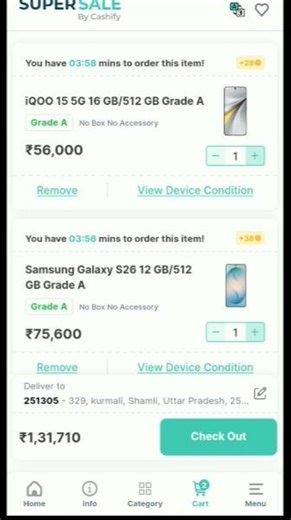 order placed for subscribe Poco F1 6/128 only 3831/-