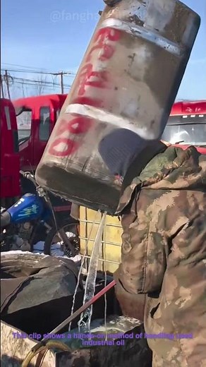 Waste Oil Disposal: Puncturing a Drum to Drain Oil