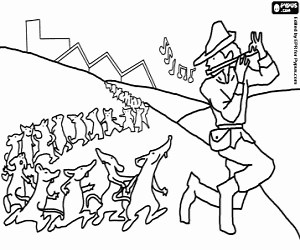 The rats and the flute sound coloring page printable game