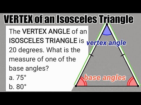 VERTEX ANGLE of an ISOSCELES TRIANGLE is 20 degrees. What is the measure of one of the base angles