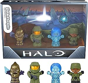 Little People Collector Halo Video Game Special Edition Set for Adults & Fans, 4 Character Figures in Display Gift Box