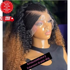 Hair Blend Afro Braids Full Lace Front Curly Braided Wigs African Cornrow Curls Braids - Etsy
