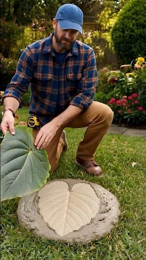 Cheap Concrete Into Luxury Garden Stones ✨ Building A Detailed Leaf Paver Walkway #diy #backyard