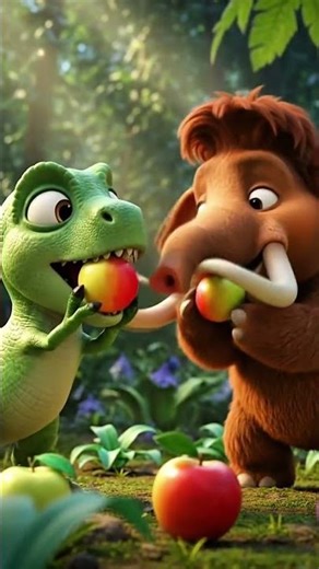 Baby T-Rex & Baby Mammoth #3d #cute #animation #kidsshorts #kids #kidsvideo